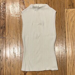 Anine Bing Ivory Ribbed Sleeveless Sweater Top